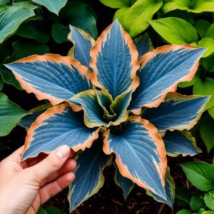 Хоста Океан Вью купить по цене от 960р. в интернет-магазине «Посадика» с доставкой почтой в в Кушвае и по всей России – [изображение №1].